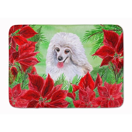 Carolines Treasures Medium White Poodle Poinsettas Machine Washable Memory Foam Mat CK1331RUG